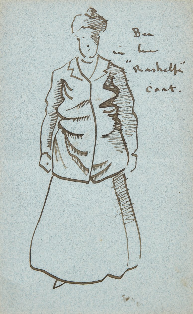 Méh néni Rashelfe-kabátjában (toll és tinta) alkotó: Joseph Crawhall
