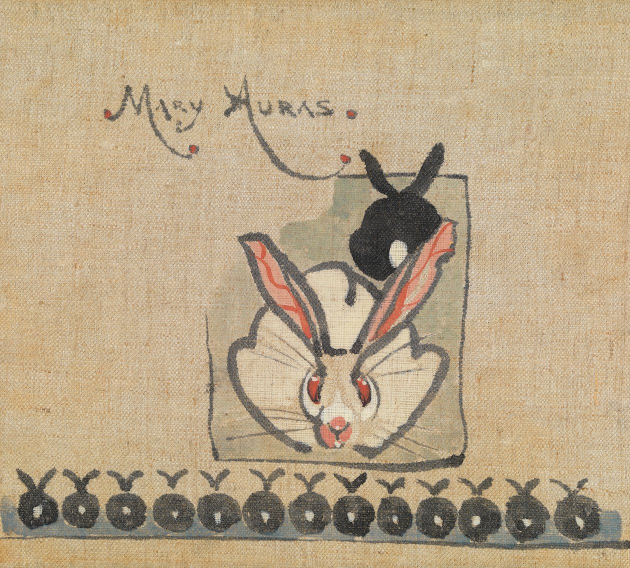 Nyulak - Miss Auras (ceruza és akvarell papíron) alkotó: Joseph Crawhall