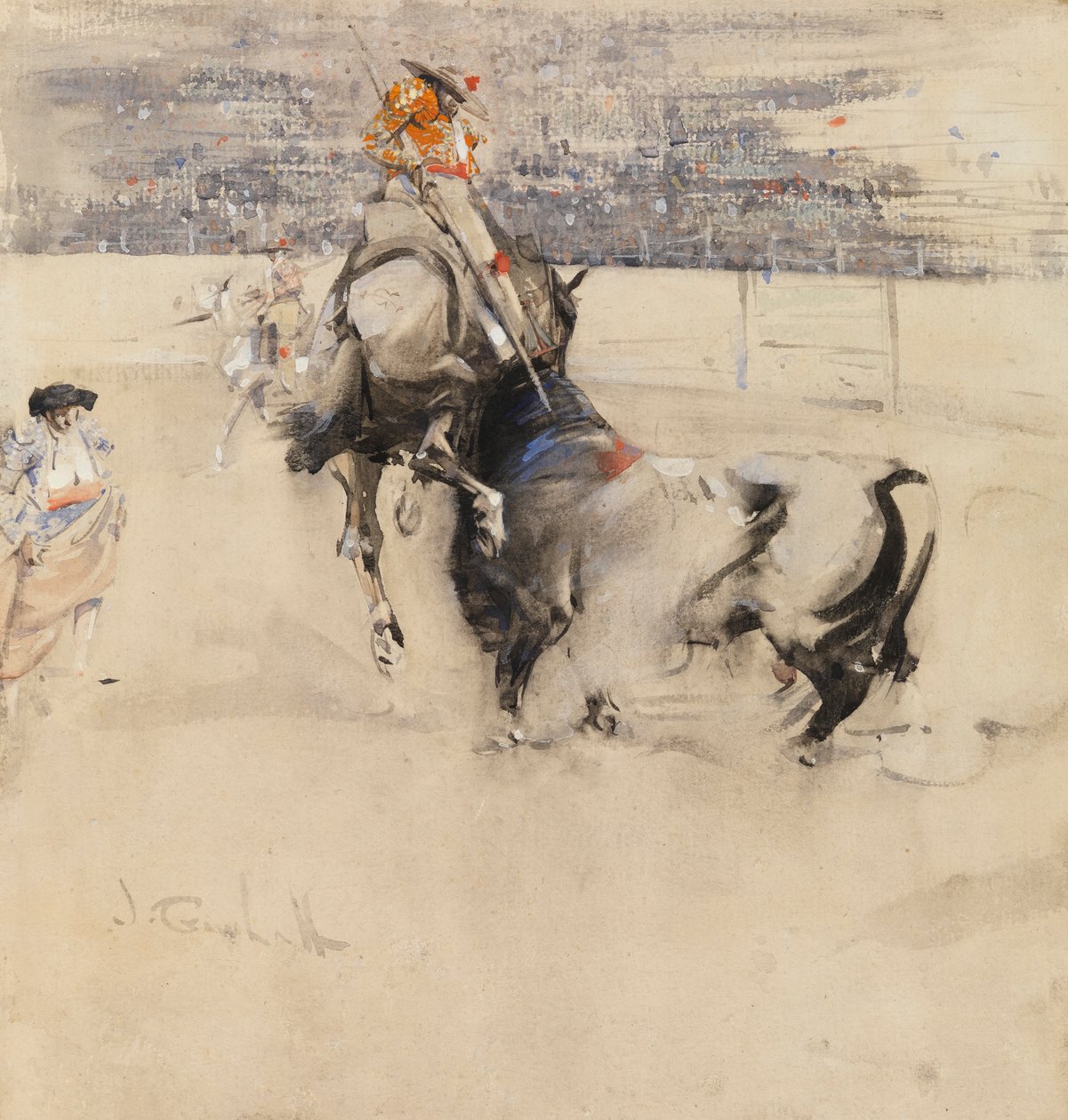 The Bullfight at Algeciras (watercolor with bodycolour on paper) alkotó: Joseph Crawhall