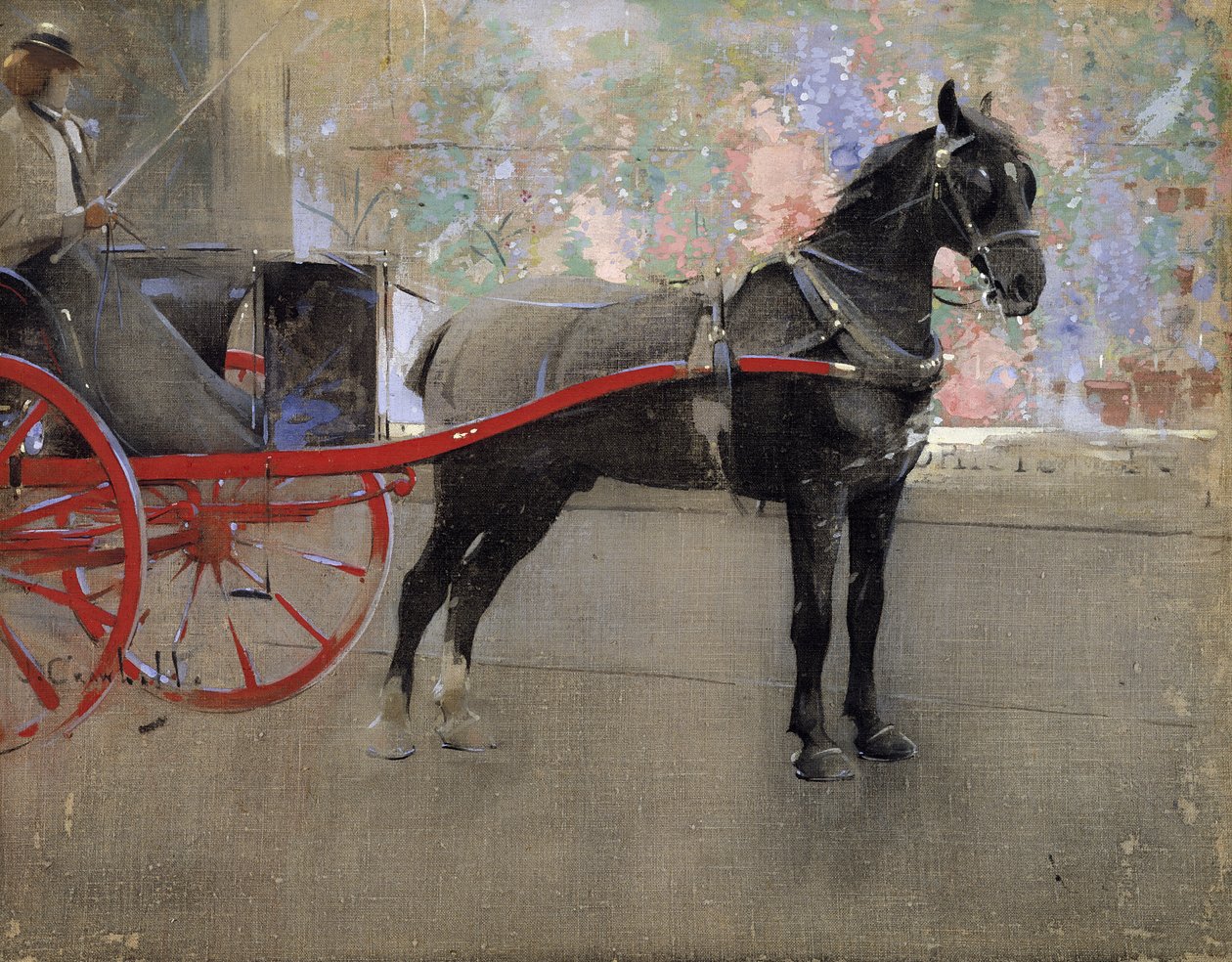 Virágbolt (gouache lenvászon) alkotó: Joseph Crawhall