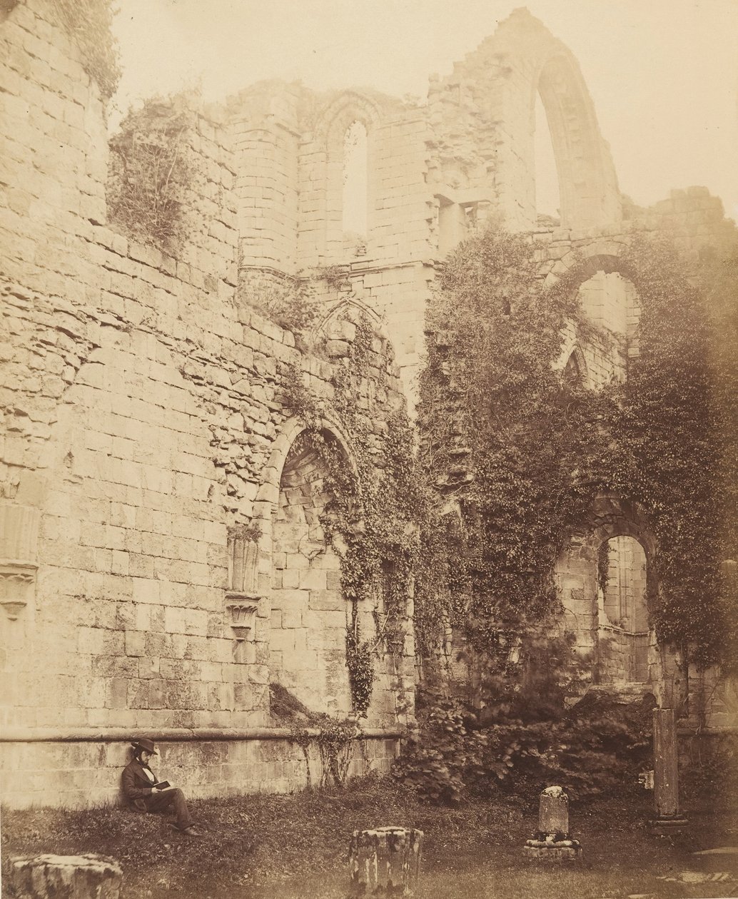 Fountains Abbey. Káptalanház belseje, 1850-es évek. alkotó: Joseph Cundall