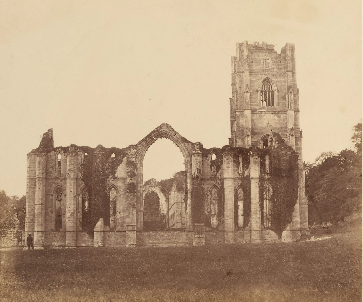 Fountains Abbey. A Kilenc Alter kápolnája, külső, 1850-es évek. alkotó: Joseph Cundall