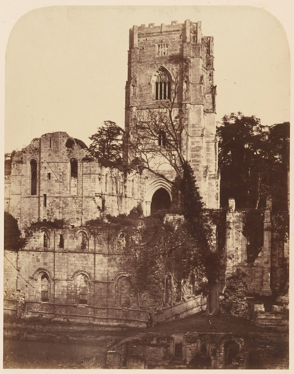 Fountains Abbey. Templom és Káptalanház, 1850-es évek. alkotó: Joseph Cundall