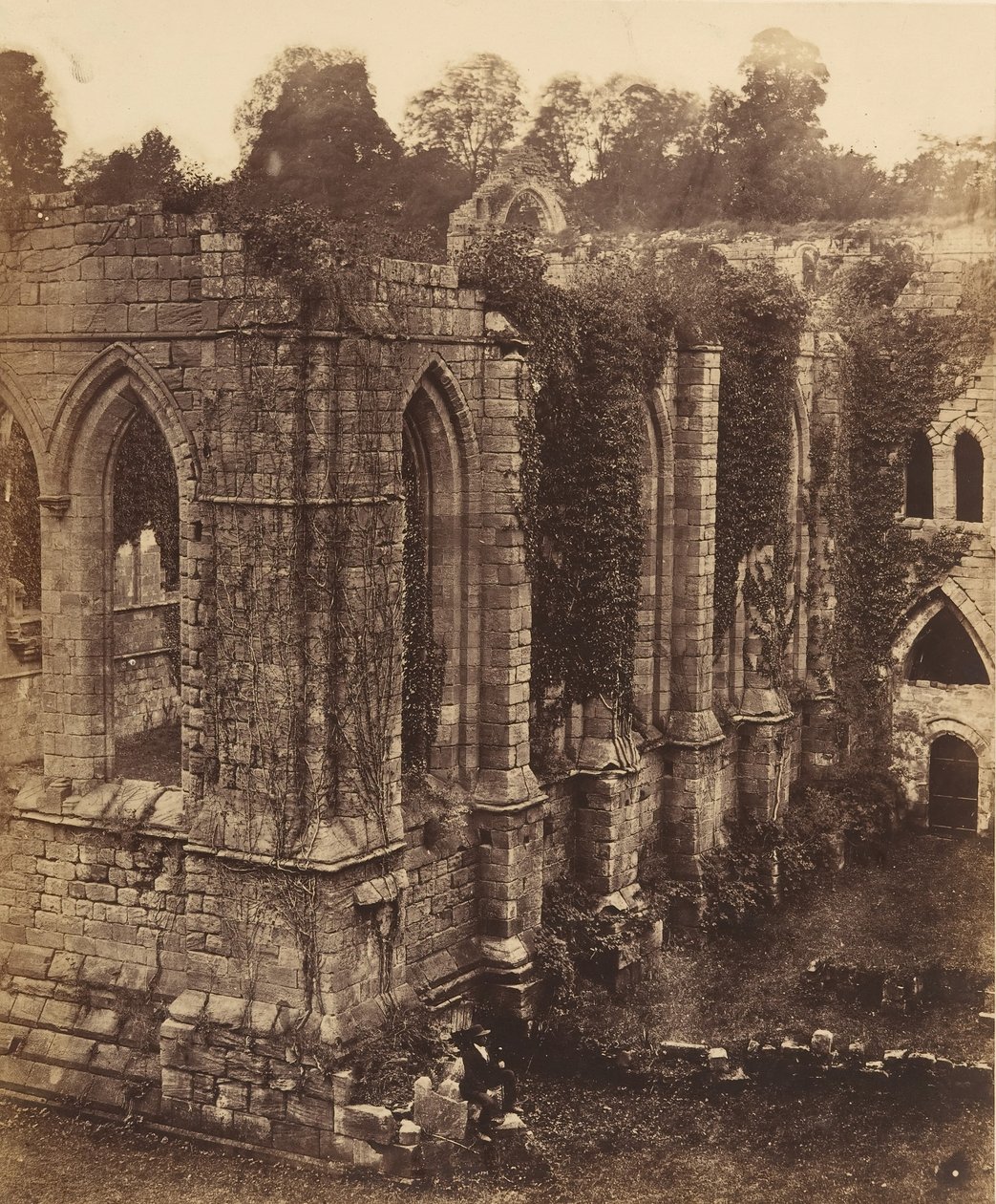Fountains Abbey. Refektórium és konyha, 1850-es évek. alkotó: Joseph Cundall