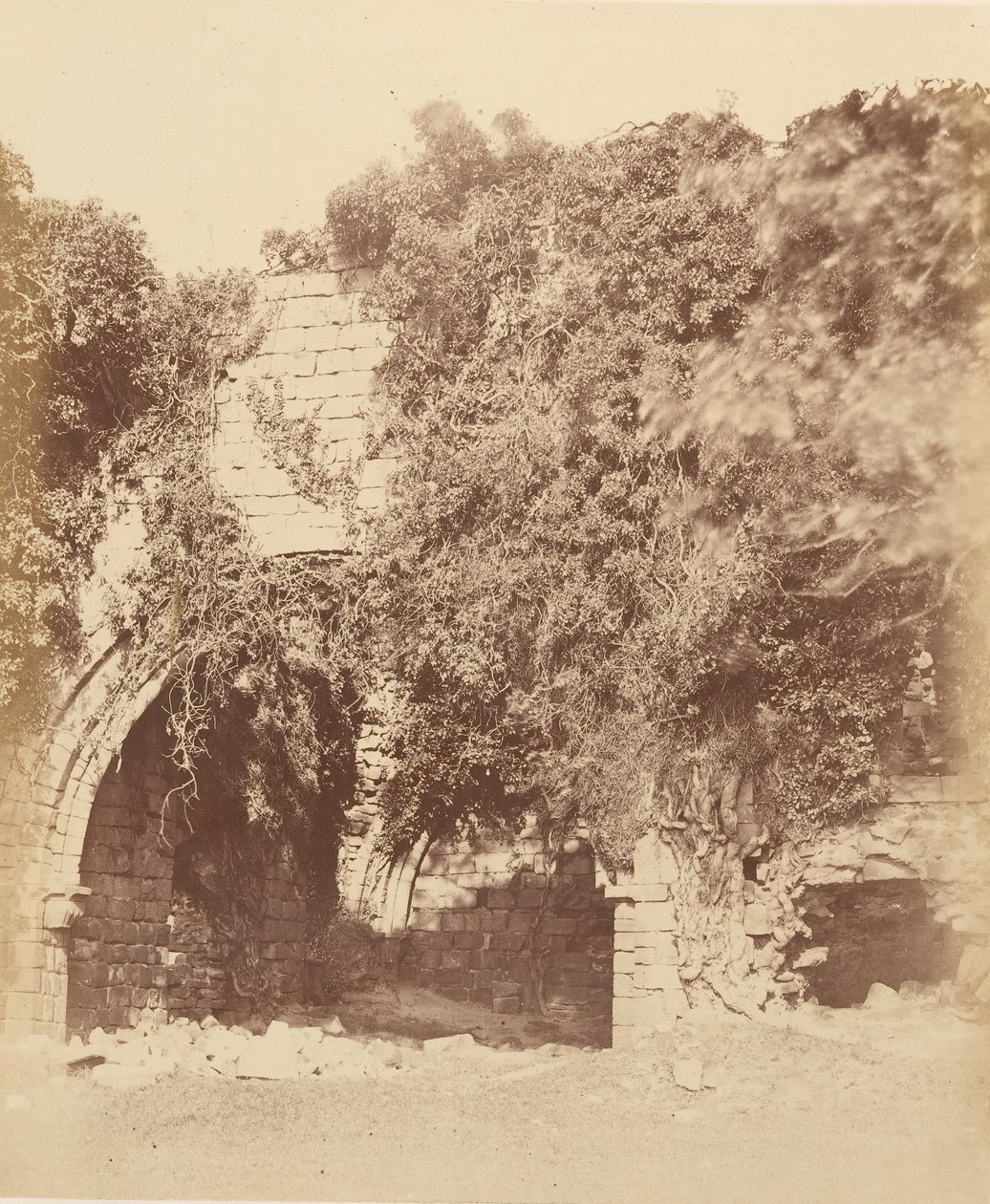 Kirkstalli apátság. Romok a déli oldalon, 1850-es évek. alkotó: Joseph Cundall