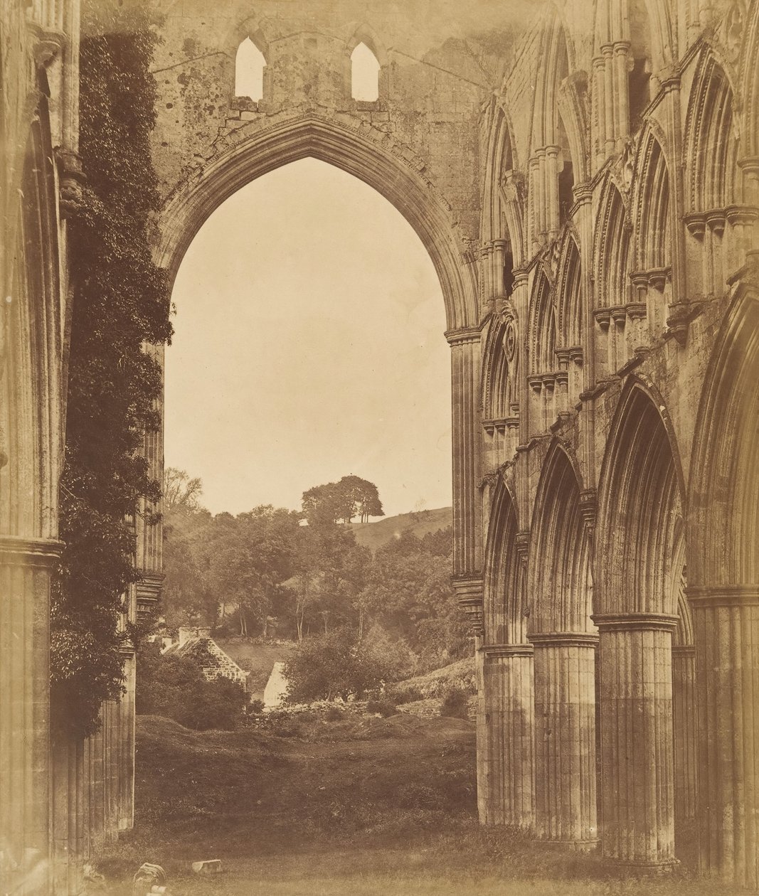 Rievaulx apátság. A kórus belseje, 1850-es évek. alkotó: Joseph Cundall