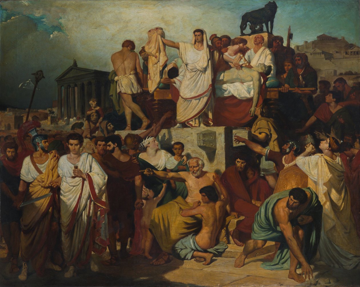 Marc Antony beszéde Caesar temetésén. alkotó: Joseph Desire Court