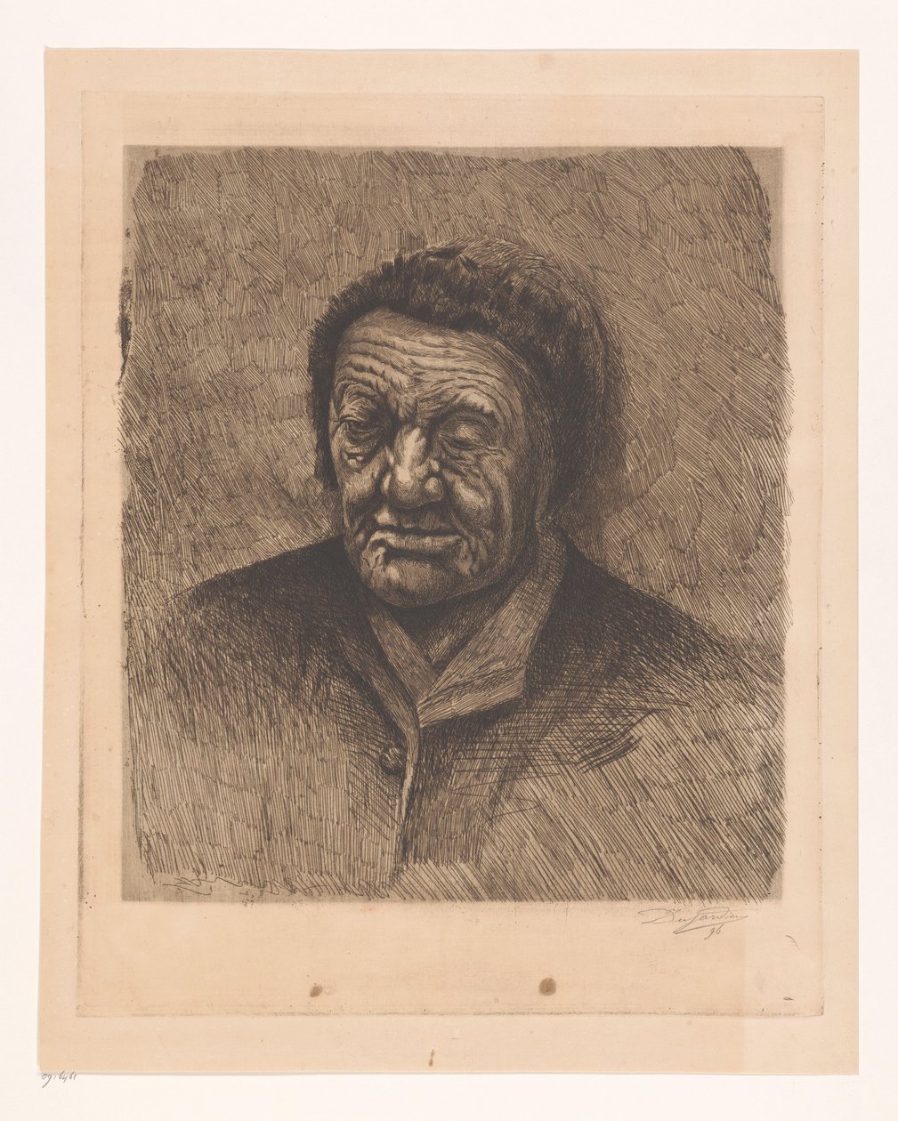 Egy ismeretlen öregasszony portréja alkotó: Joseph Dujardin (signed by artist)