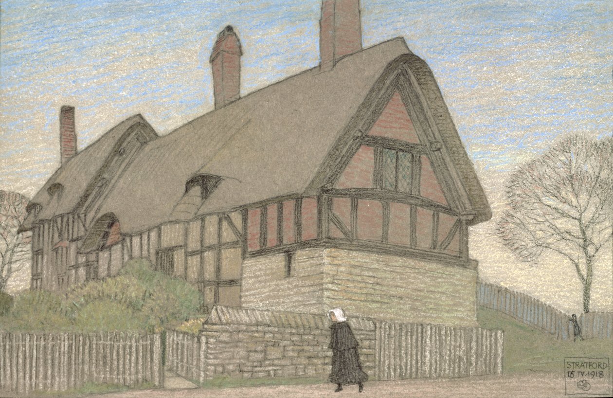 Anne Hathaway háza, 1918 (pasztell, papír) alkotó: Joseph Edward Southall