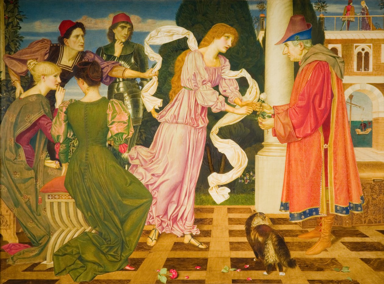 A szépség, aki megkapja a fehér rózsát apjától, 1899. alkotó: Joseph Edward Southall