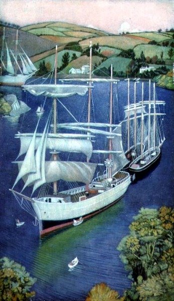 Brigs Fowey-ban, Cornwallban alkotó: Joseph Edward Southall