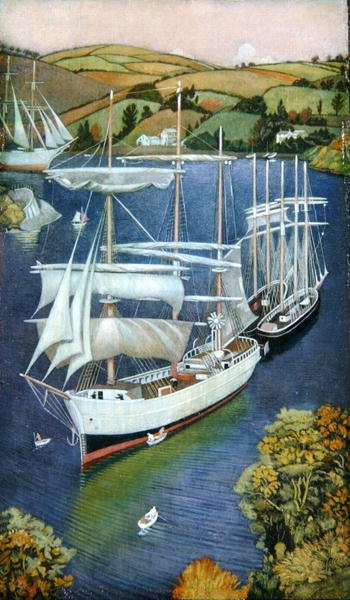 Brigs a Fowey-torkolatnál, 1929 körül (olaj, panel) alkotó: Joseph Edward Southall
