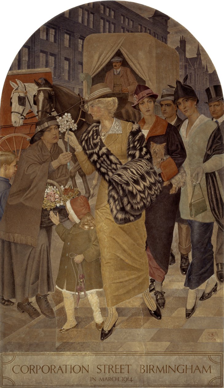 Corporation Street, Birmingham 1914 márciusában alkotó: Joseph Edward Southall