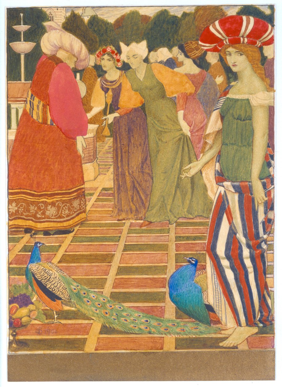 Új lámpák a régihez, 1900 (tinta, wc és aranyfesték) alkotó: Joseph Edward Southall