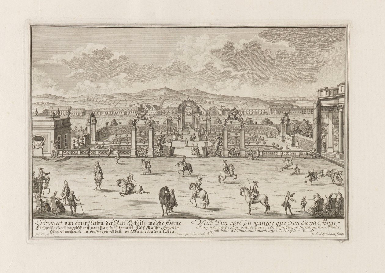 Paar gróf lovasiskolája Bécsben, 1719. alkotó: Joseph Emanuel Fischer von Erlach