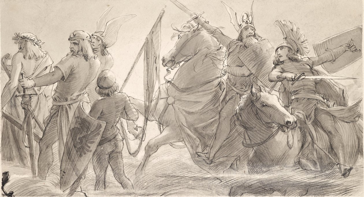 A teutonok csatába indulnak alkotó: Joseph Eugen Hörwarter