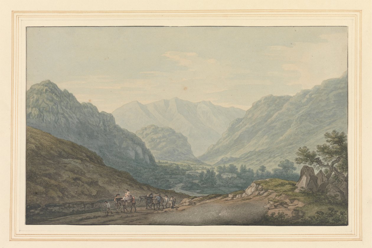Sz. Kilátás az Ambleside-ból Keswickbe vezető úton a 6 mérföldes Stone-tól alkotó: Joseph Farington