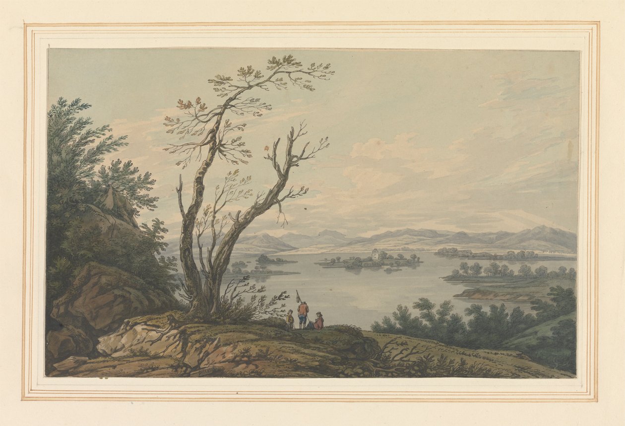 Windermere-re néző kilátás a Nagy-szigetre alkotó: Joseph Farington