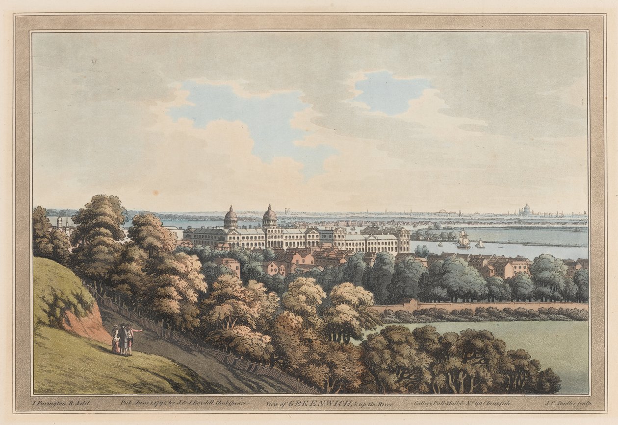 Kilátás Greenwichre és Up the Riverre alkotó: Joseph Farington
