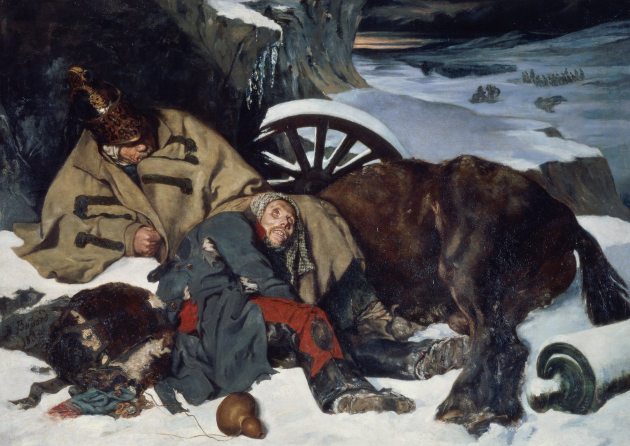 Jelenet a visszavonulásból Oroszországból alkotó: Joseph Fernand Boissard de Boisdenier