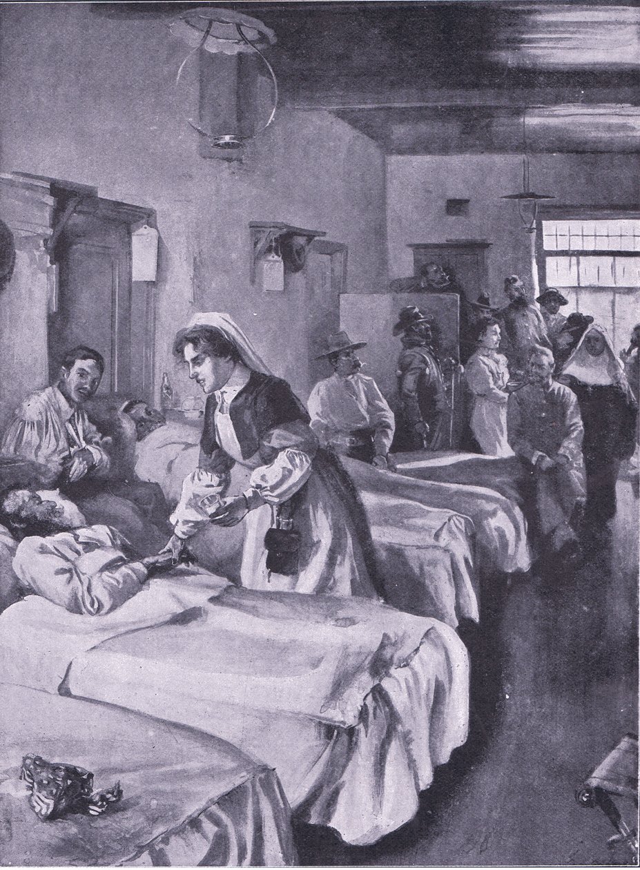 Búr foglyok a simonstowni palotakórházban, illusztráció az After Pretoria: The Guerilla War, 1902-ből alkotó: Joseph Finnemore