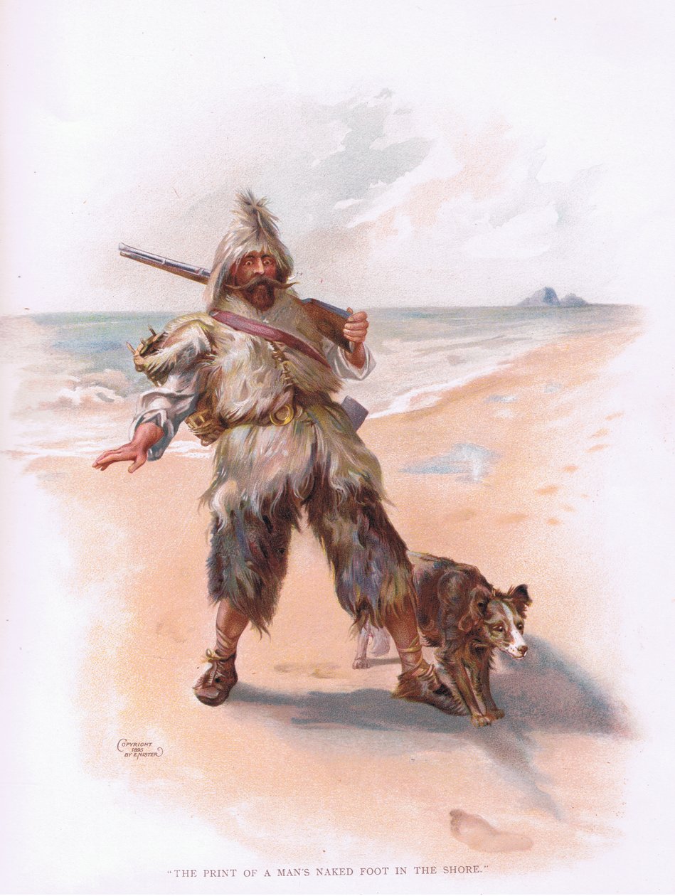 Férfi lábnyom a homokban (színes litográfia) alkotó: Joseph Finnemore