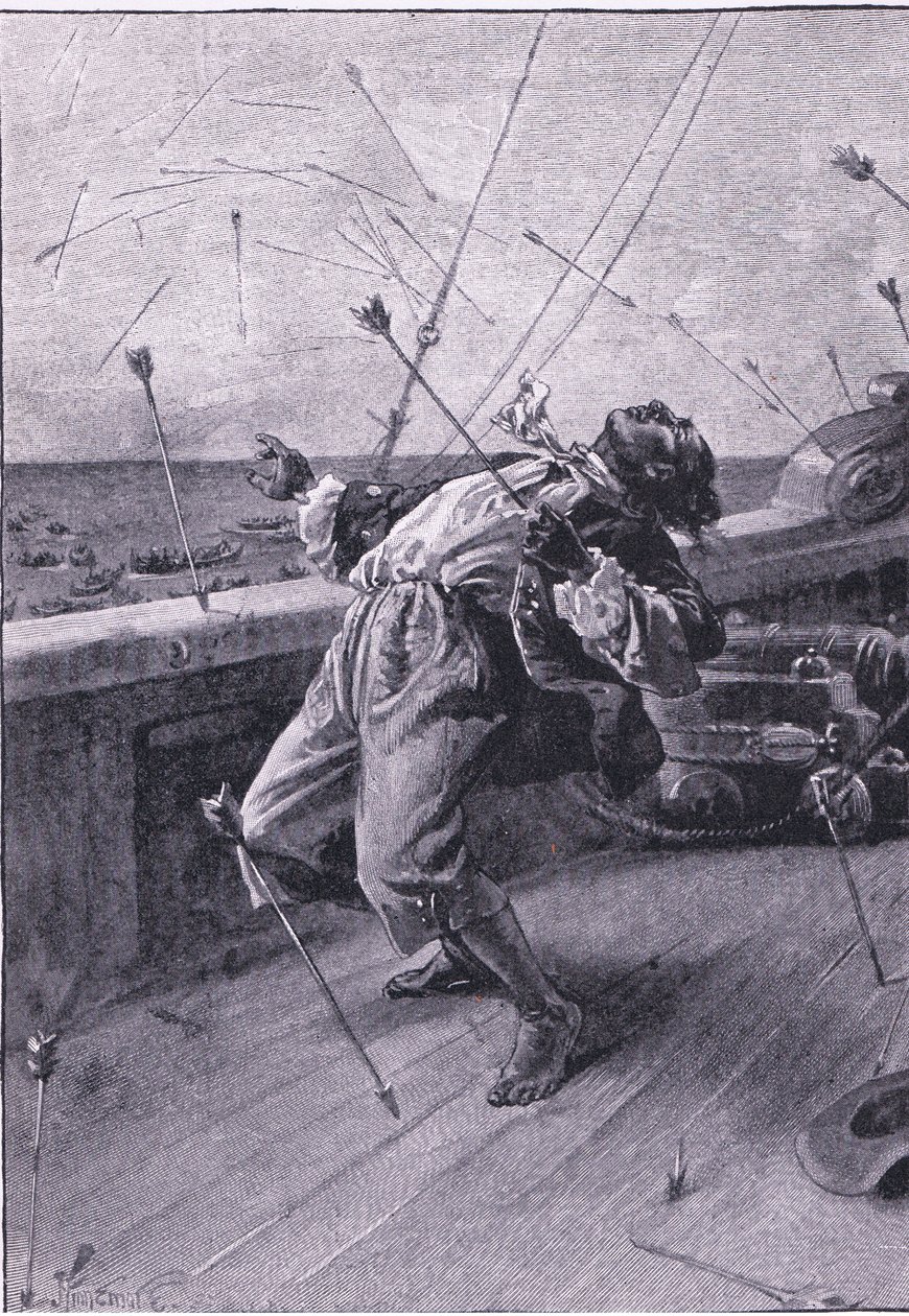 Hagyták repülni a nyilaikat, és megölték szegény pénteket (litho) alkotó: Joseph Finnemore