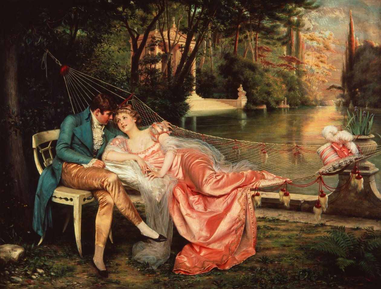 Flört (olaj, vászon) alkotó: Joseph Frederick Charles Soulacroix