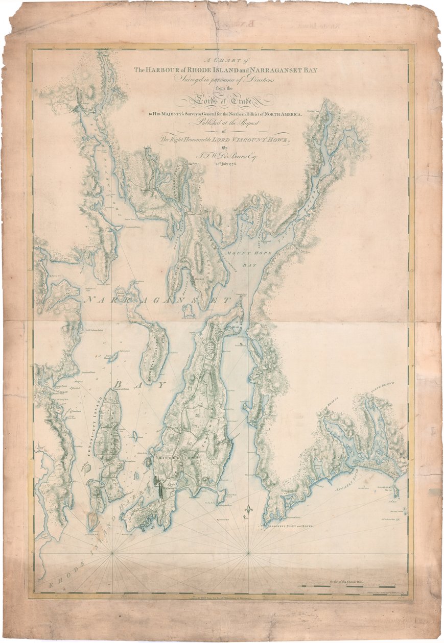 A Rhode Island-i kikötő és a Narragansett-öböl diagramja alkotó: Joseph Frederick Wallet DesBarres