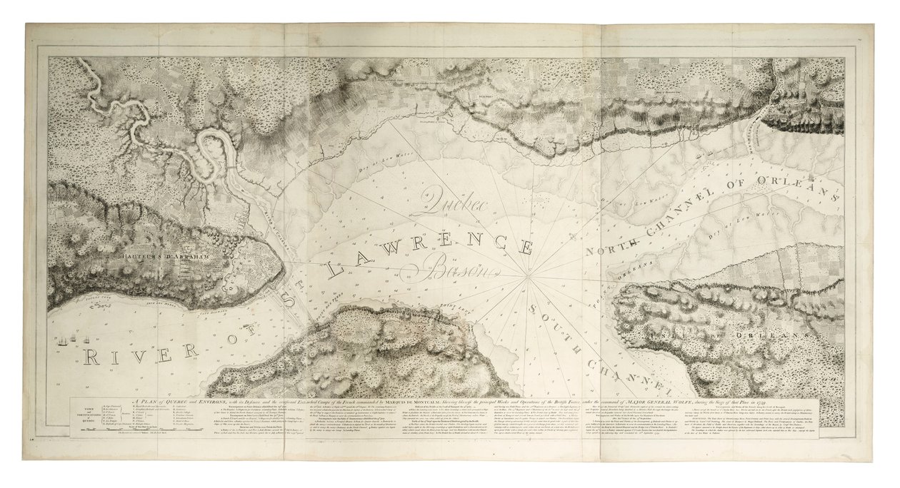 Quebec és környékének terve a védművekkel, 1781 körül (színes metszet) alkotó: Joseph Frederick Wallet DesBarres