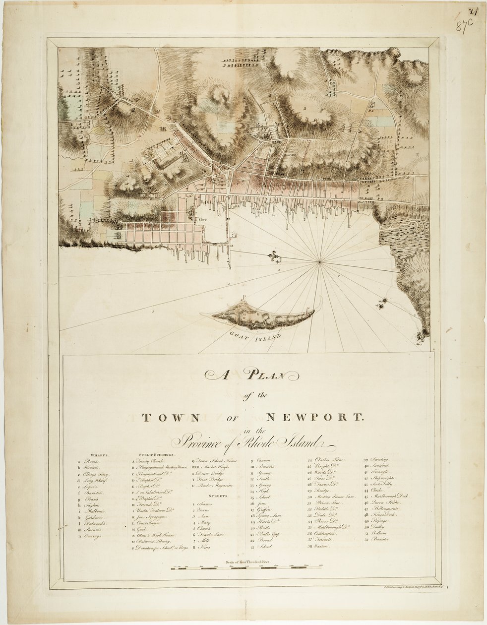 A Rhode Island tartománybeli Newport városának terve alkotó: Joseph Frederick Wallet DesBarres