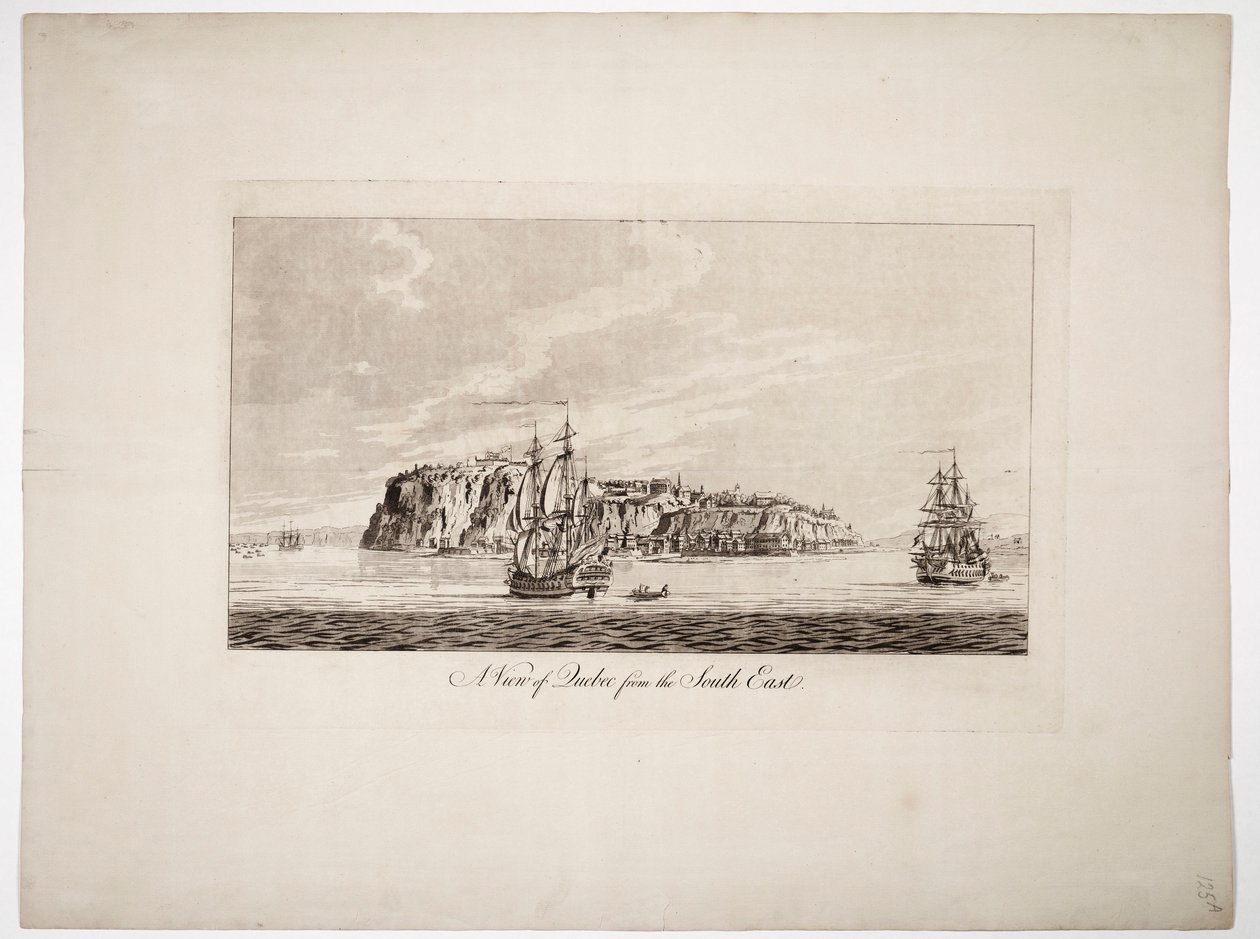 Quebec látképe délkeletről, 1781 körül (színes metszet) alkotó: Joseph Frederick Wallet DesBarres