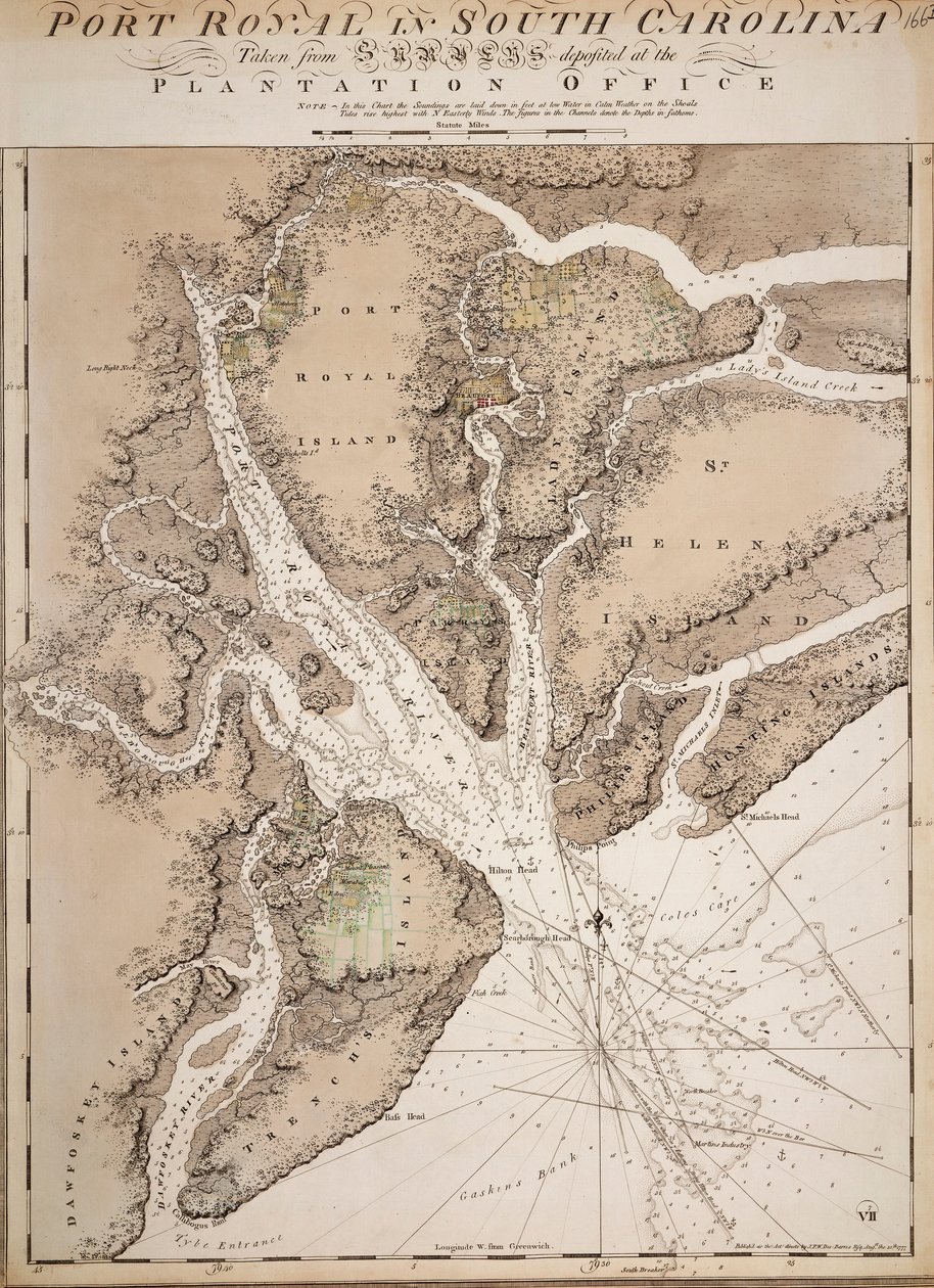 Port Royal térképe Dél-Karolinában, Amerikai Egyesült Államok alkotó: Joseph Frederick Wallet DesBarres