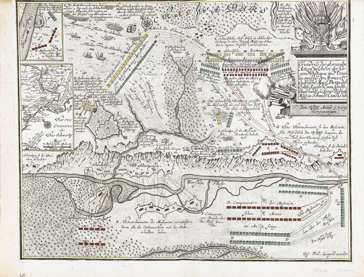 Az 1709. június 27-i poltavai csata térképe alkotó: Joseph Friedrich Leopold