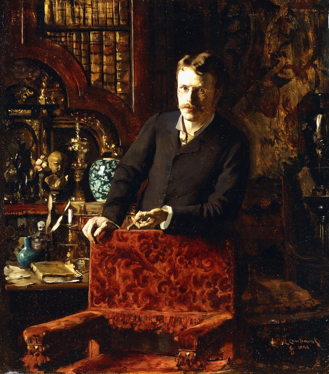 Egy úriember a belső térben, 1881 alkotó: Joseph Gabriel Aubrun