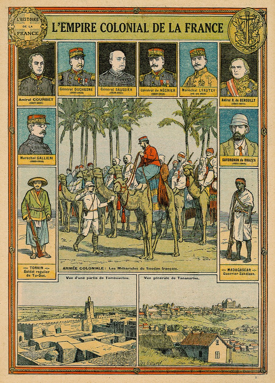 Francia gyarmatbirodalom, 19. század vége – 20. század eleje (színes litho) alkotó: Joseph Girard