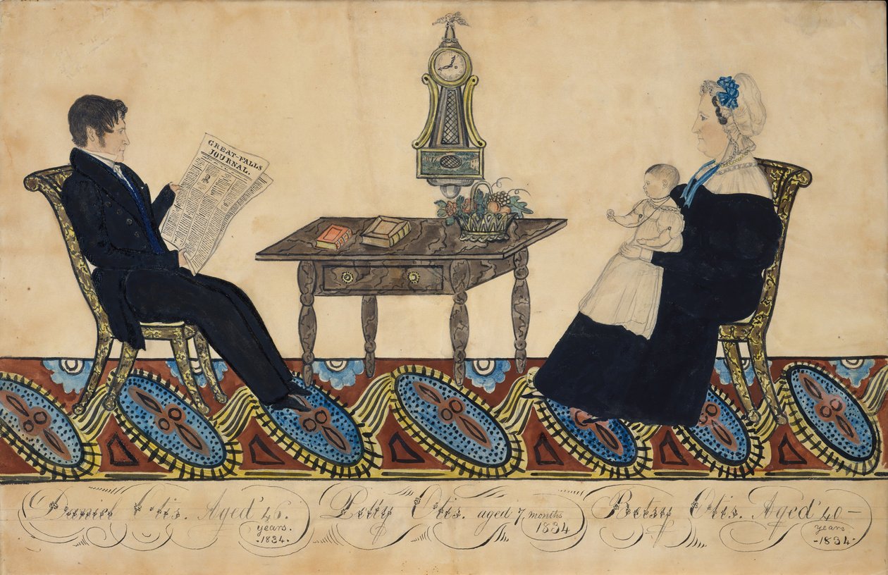 Mr. és Mrs. Daniel Otis és gyermeke, 1834. alkotó: Joseph H Davis