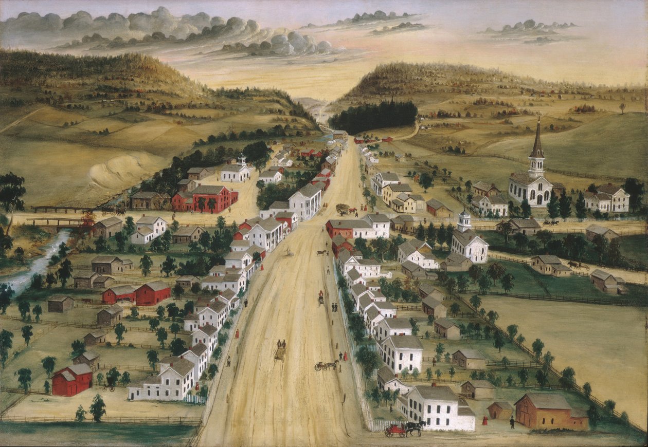 Kilátás Poestenkillre, New York, kb. 1870. alkotó: Joseph H. Hidley