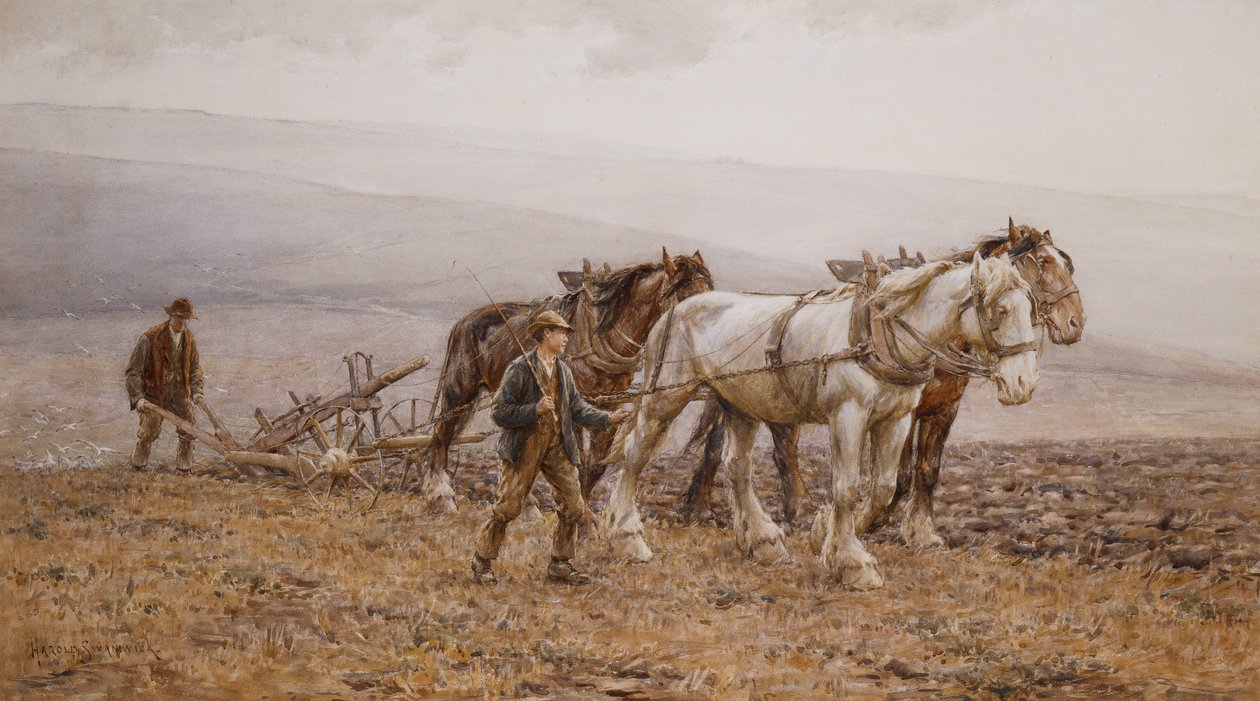 A Ploughman Wilmington Polegate, Eastbourne közelében, alkotó: Joseph Harold Swanwick