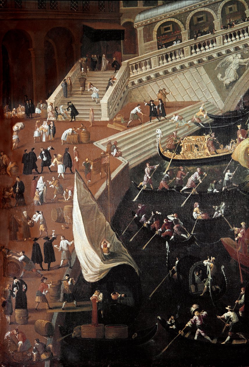 Regate a velencei Ponte di Rialto-nál, a dokkok részlete (Festmény alkotó: Joseph Heintz