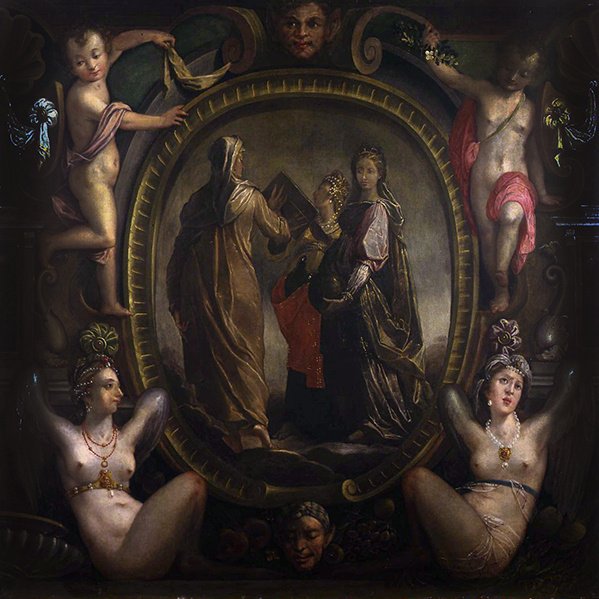 Három allegorikus alak kartusban (olaj, vászon) alkotó: Joseph Heintz
