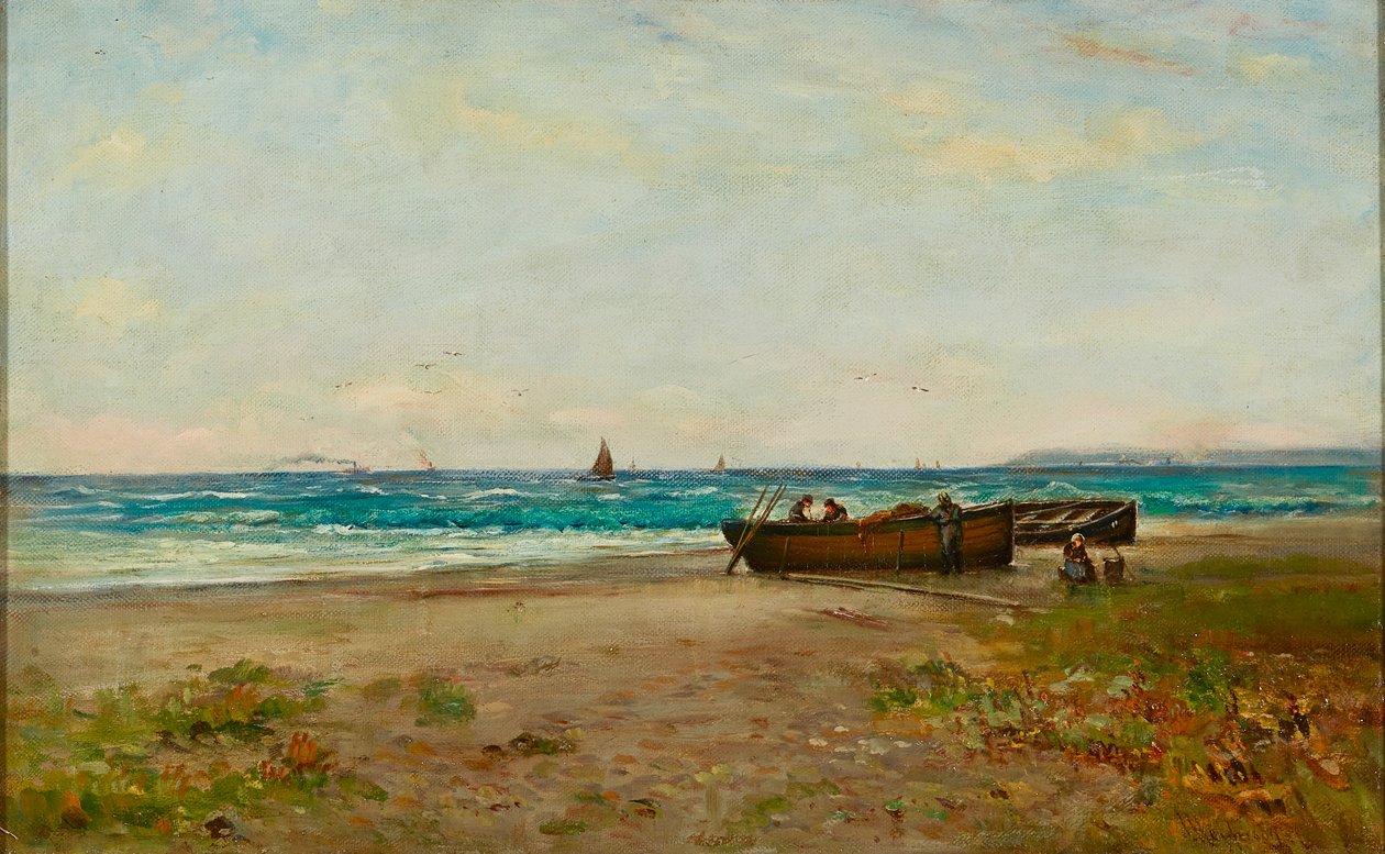 Tending the Boats, Ayrshire Coast (olaj, vászon) alkotó: Joseph Henderson