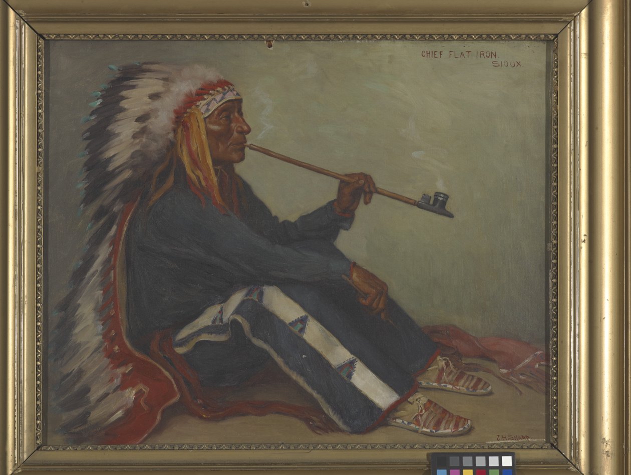 Chief Flat Iron, Sioux (olaj, vászon) alkotó: Joseph Henry Sharp