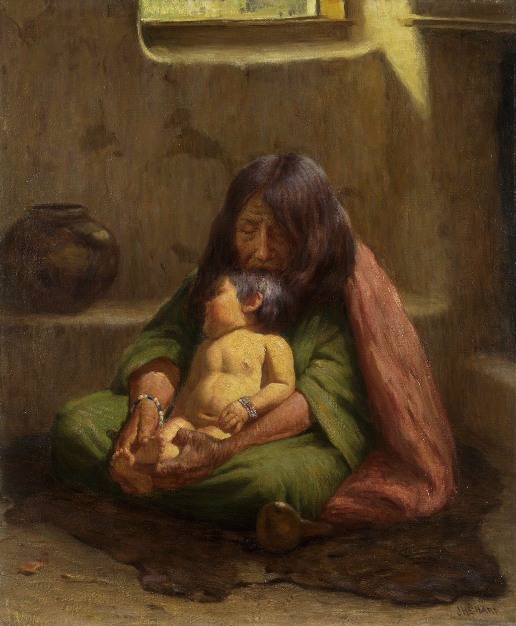 Indiai anya és baba alkotó: Joseph Henry Sharp
