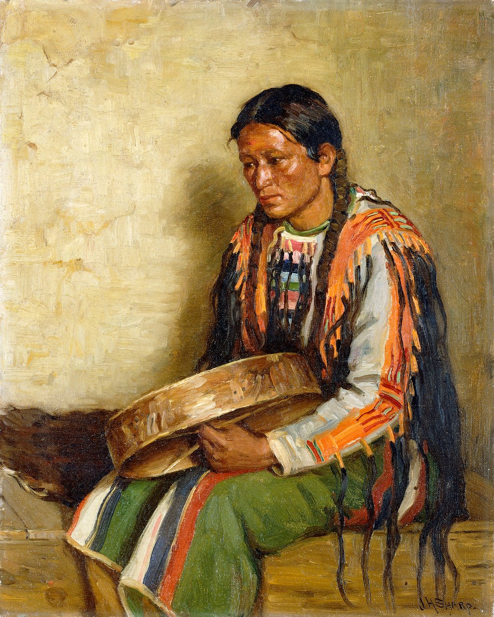 Indián dobolással alkotó: Joseph Henry Sharp