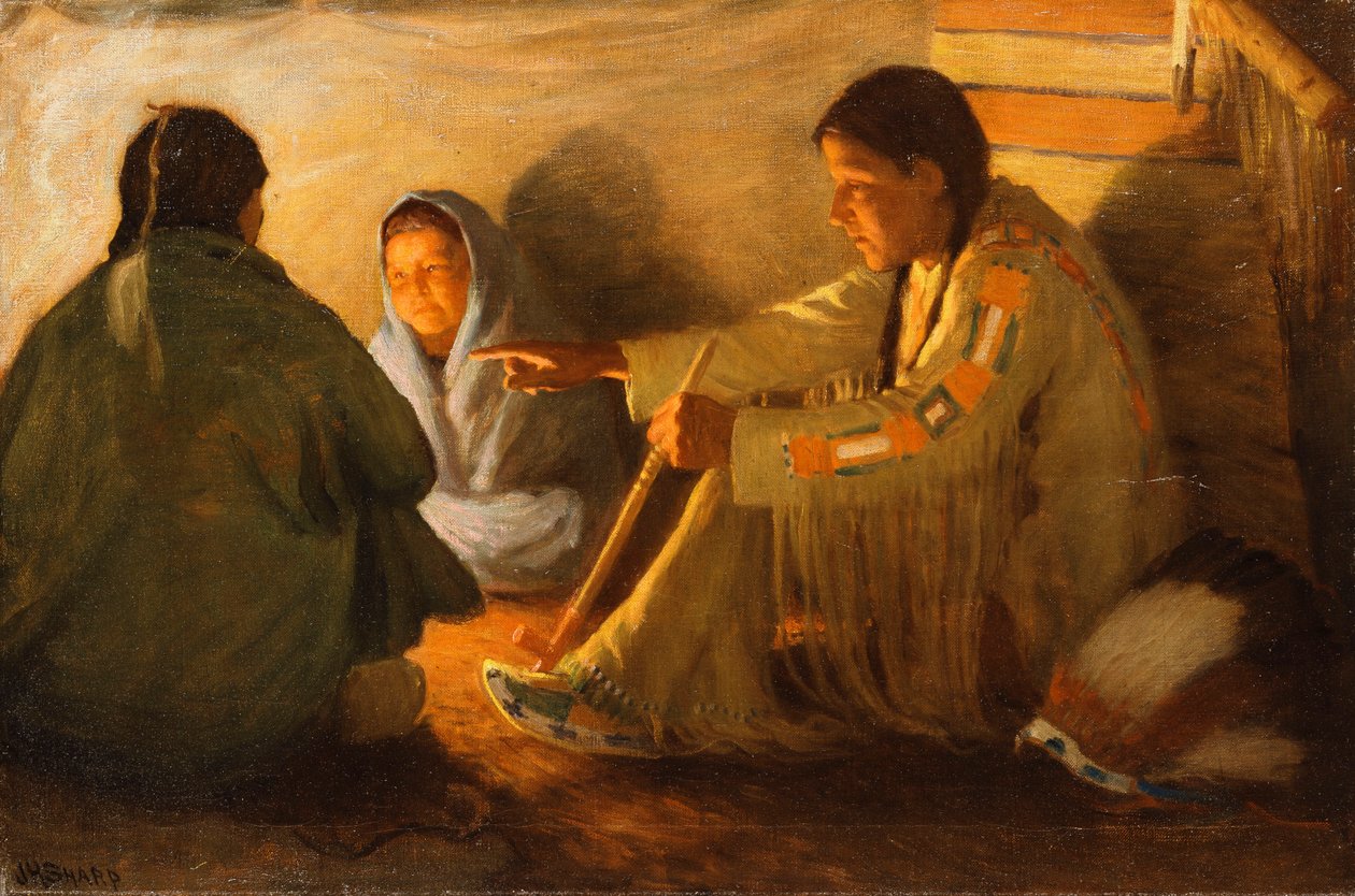 Indiánok a tűz mellett alkotó: Joseph Henry Sharp
