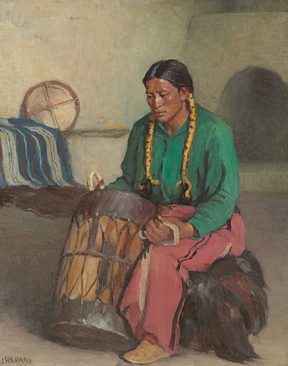 Taos Ceremonial Drum (olaj, vászon) alkotó: Joseph Henry Sharp