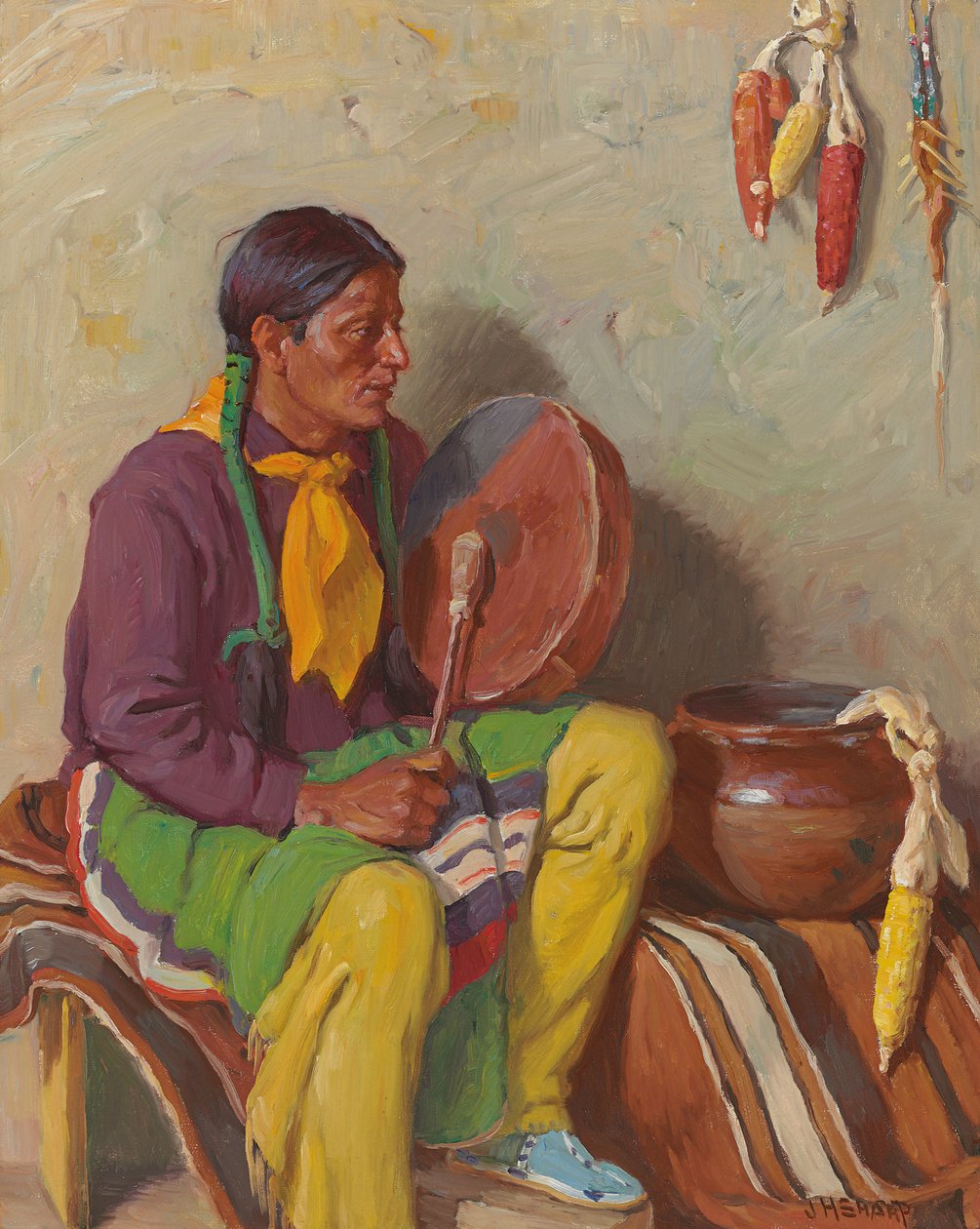 A kántálás (olaj, vászon) alkotó: Joseph Henry Sharp
