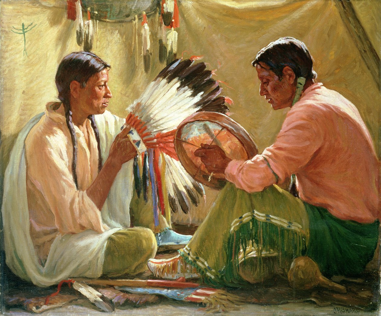 War Bonnet Song (olaj, vászon) alkotó: Joseph Henry Sharp