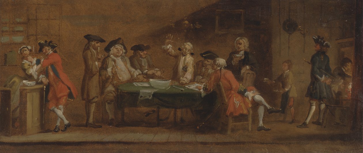 Figurák egy kocsmában vagy kávéházban, kb. 1725 vagy 1750 után. alkotó: Joseph Highmore